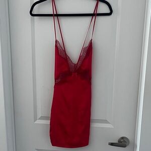 Victorias Secret Elegant Red Lace Slip Dress